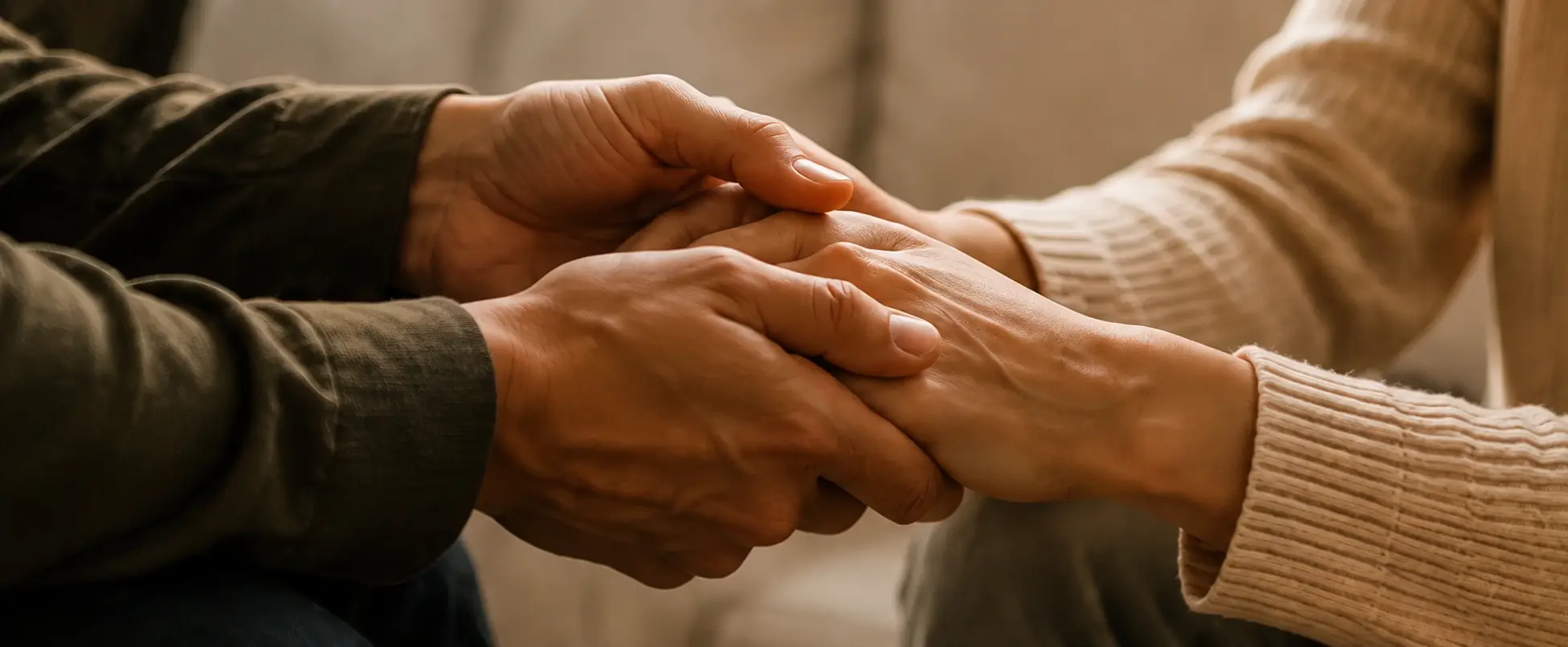 Supportive hands holding together